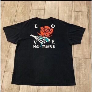 RSQ Collective T-Shirt Black XXL Crewneck Skull Rose Skeleton Love No More Goth